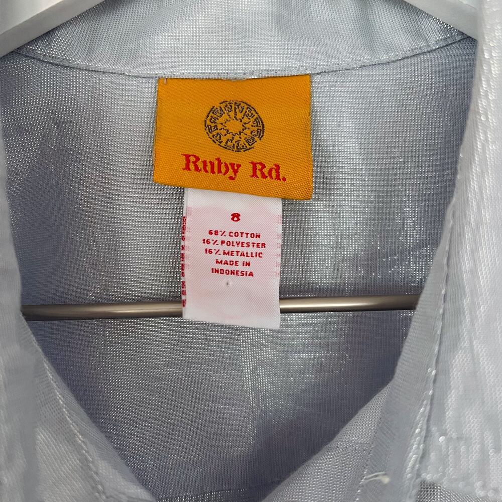 Ruby Rd. Silver Metallic Button Down Top Size 8 - image 3